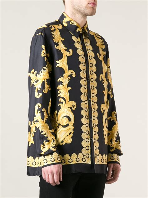 versace kleid schwarz gold|Versace collection men shirt black.